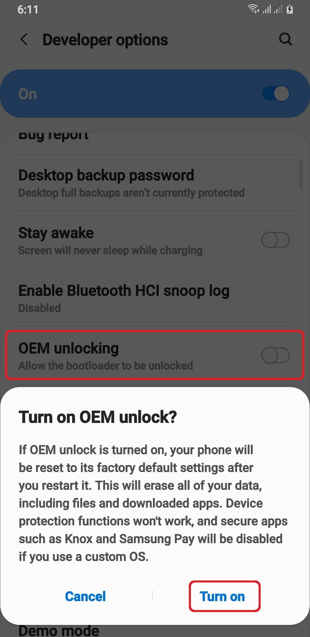 Enable the OEM Unlocking