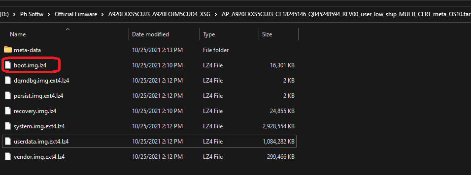 Samsung Firmware AP File Extract