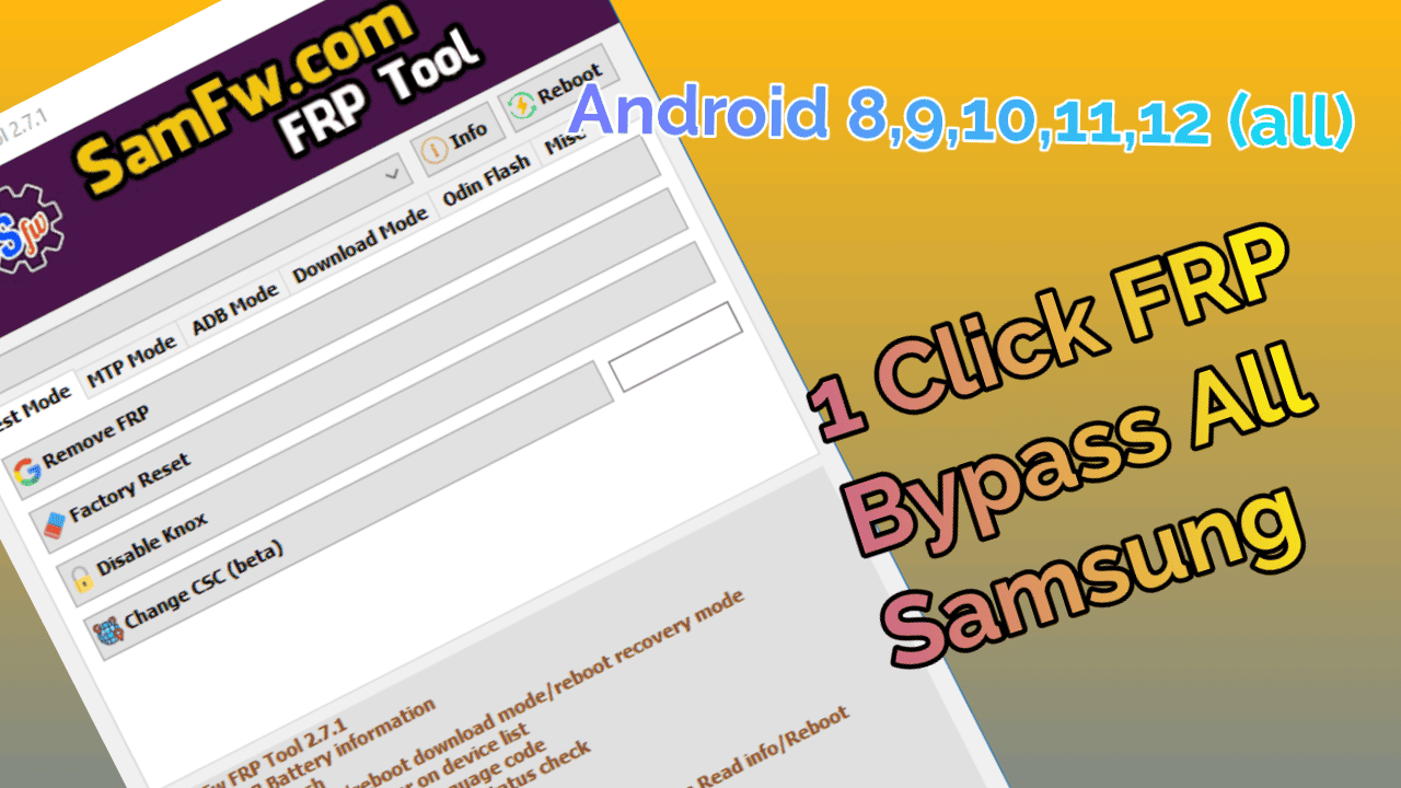 SamFw Tool one click Samsung FRP Bypass