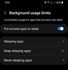 Put unused apps to sleep