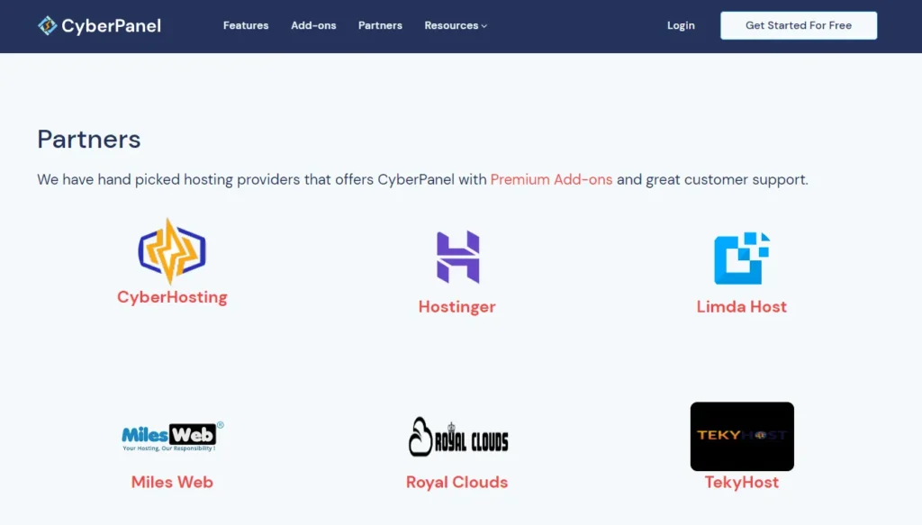 CyberPanel Hosting Partners